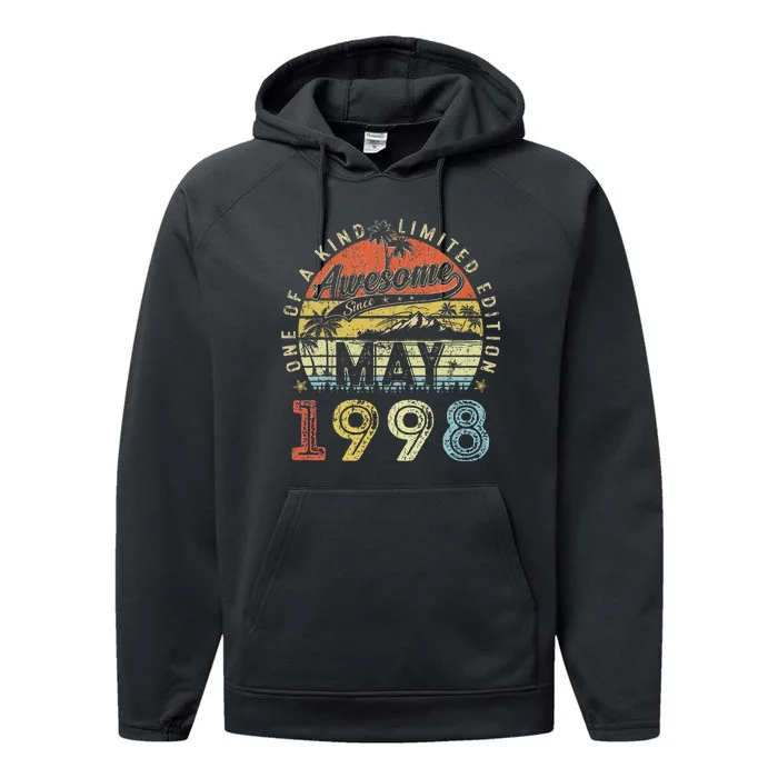 25 Year Old Awesome Since May 1998 25th Birthday Performance Fleece Hoodie