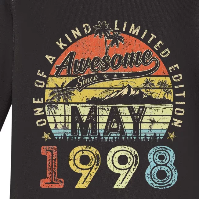 25 Year Old Awesome Since May 1998 25th Birthday Baby Long Sleeve Bodysuit