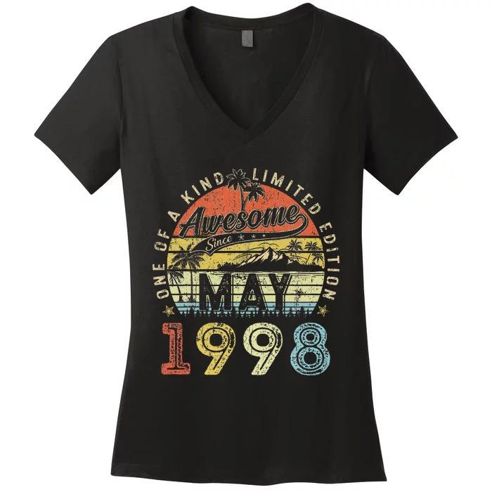 25 Year Old Awesome Since May 1998 25th Birthday Women's V-Neck T-Shirt