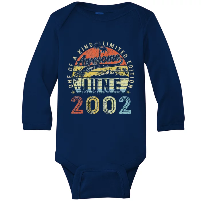 21 Year Old Awesome Since June 2002 21th Birthday Baby Long Sleeve Bodysuit