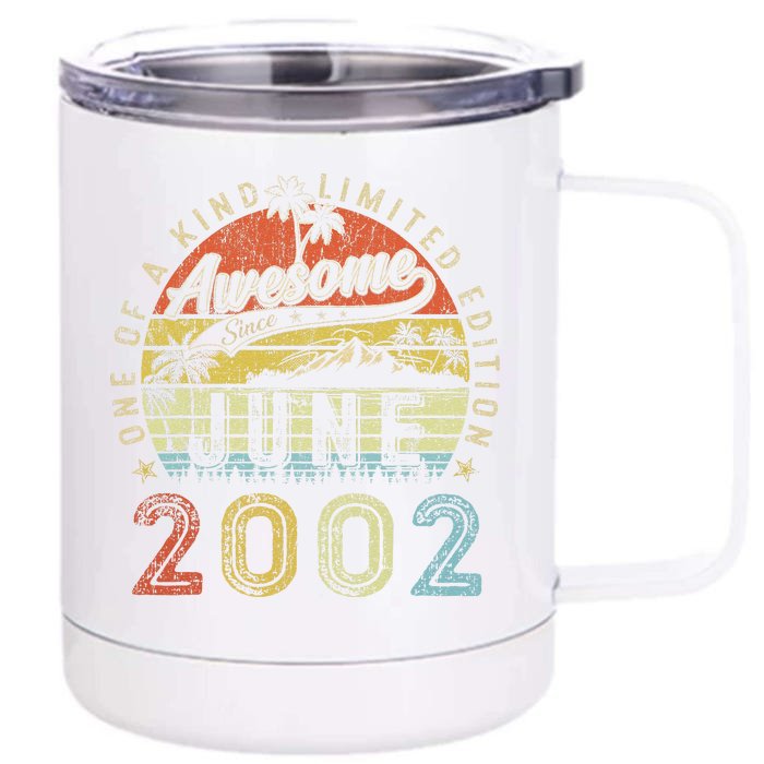 21 Year Old Awesome Since June 2002 21th Birthday Front & Back 12oz Stainless Steel Tumbler Cup