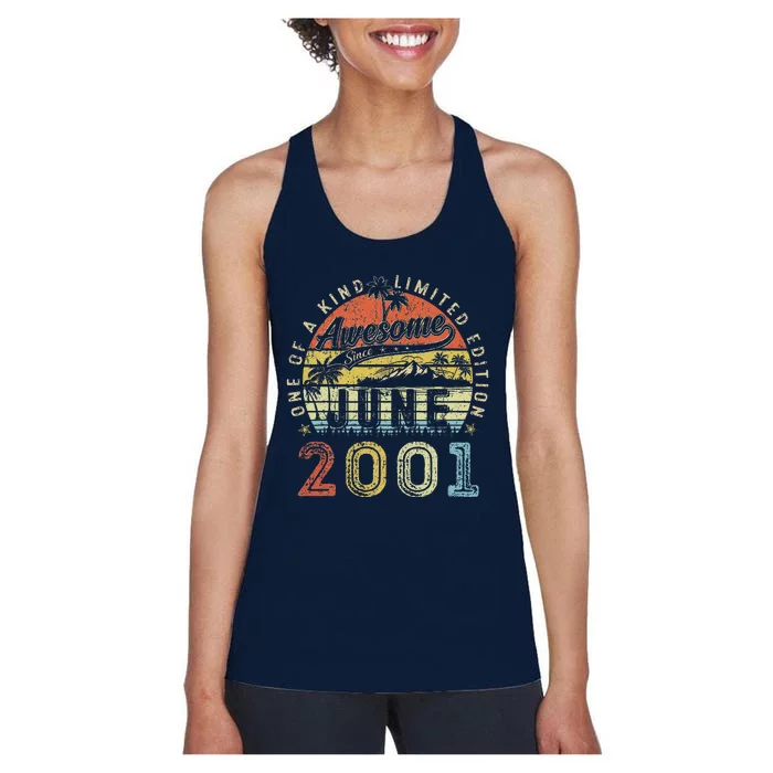 22 Year Old Awesome Since June 2001 22th Birthday Women's Racerback Tank