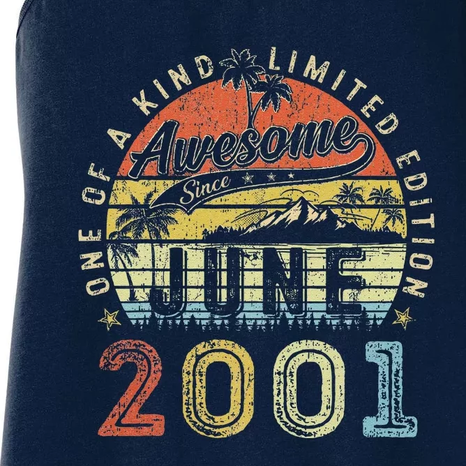 22 Year Old Awesome Since June 2001 22th Birthday Women's Racerback Tank