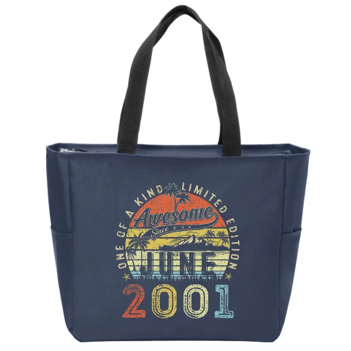 22 Year Old Awesome Since June 2001 22th Birthday Zip Tote Bag