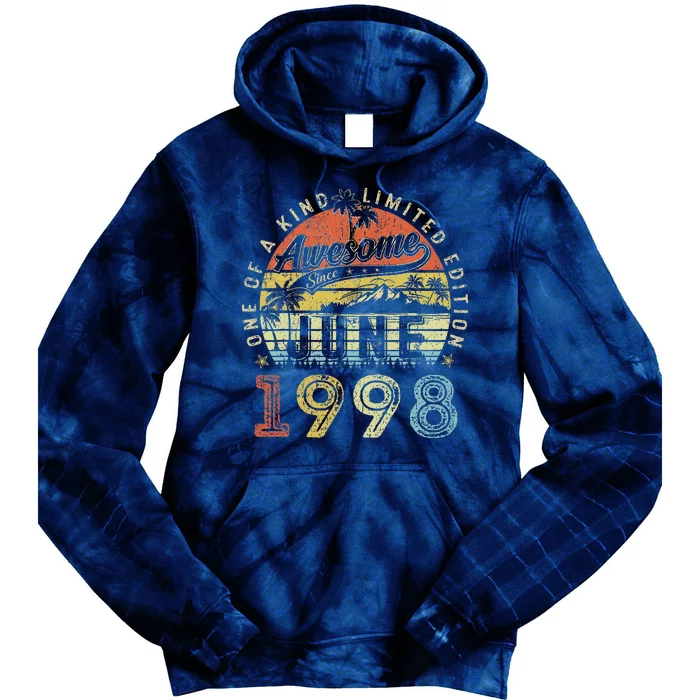 25 Year Old Awesome Since June 1998 25th Birthday Tie Dye Hoodie