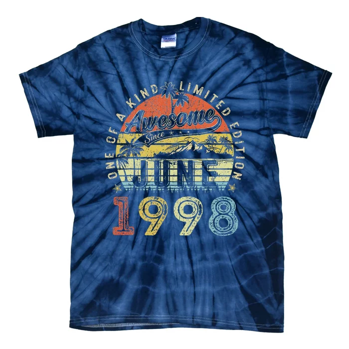 25 Year Old Awesome Since June 1998 25th Birthday Tie-Dye T-Shirt