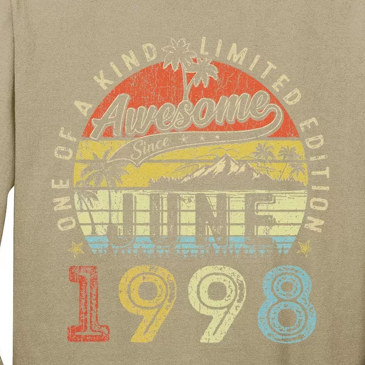 25 Year Old Awesome Since June 1998 25th Birthday Tall Long Sleeve T-Shirt