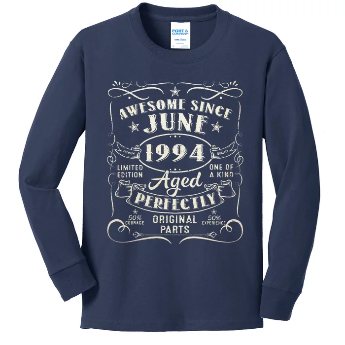 29 Year Old Awesome Since June 1994 29th Birthday (1) Kids Long Sleeve Shirt