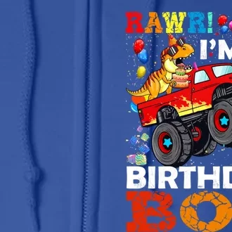 2 Year Old Gift 2nd Birthday Boy Dinosaur Monster Truck Great Gift Full Zip Hoodie