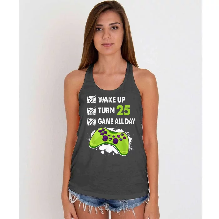 25 Year Old Gifts  Boy Gamer Birthday Party 25th Birthday Women's Knotted Racerback Tank