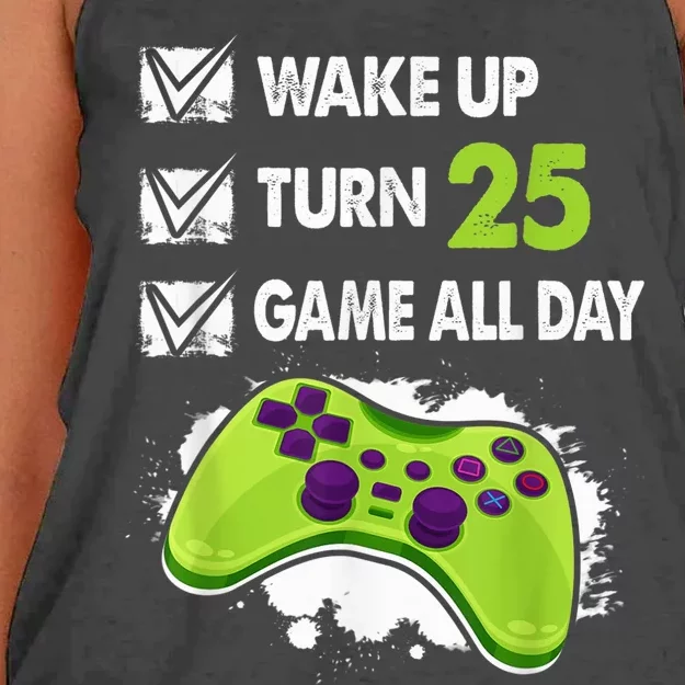 25 Year Old Gifts  Boy Gamer Birthday Party 25th Birthday Women's Knotted Racerback Tank