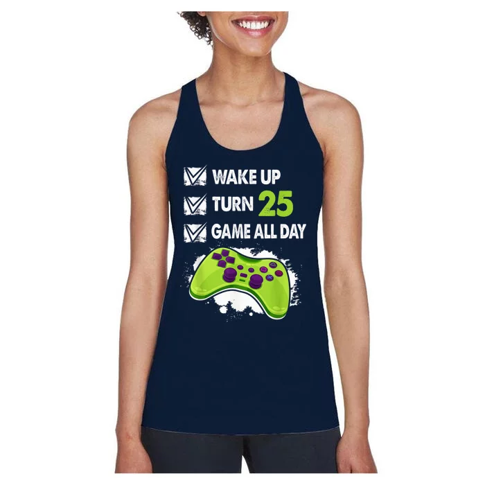 25 Year Old Gifts  Boy Gamer Birthday Party 25th Birthday Women's Racerback Tank