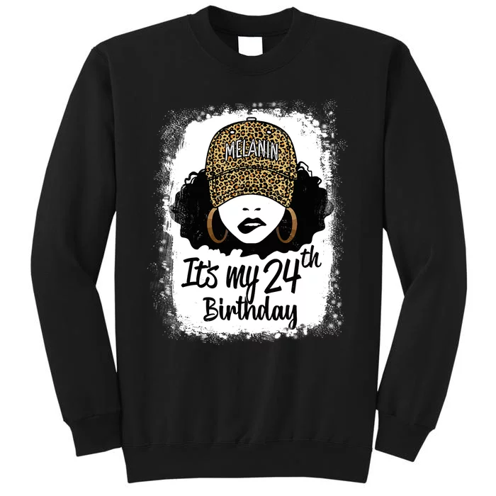 24 Years Old Leopard Melanin Girl It's My 24th Birthday Sweatshirt