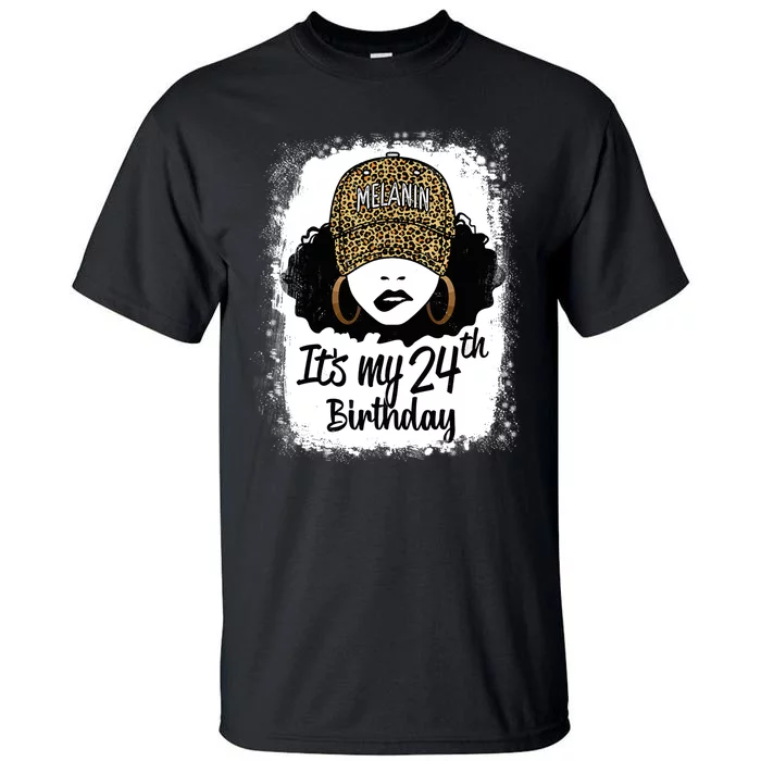 24 Years Old Leopard Melanin Girl It's My 24th Birthday Tall T-Shirt