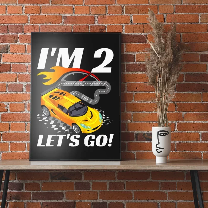 2 Year Old 2nd Racing Racecar Birthday Party Poster