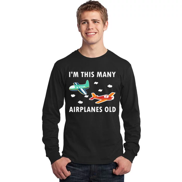 2 Years Old Airplanes Old 2nd Birthday Tall Long Sleeve T-Shirt