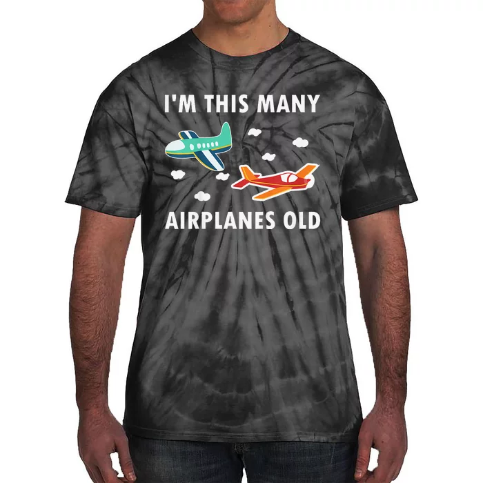 2 Years Old Airplanes Old 2nd Birthday Tie-Dye T-Shirt