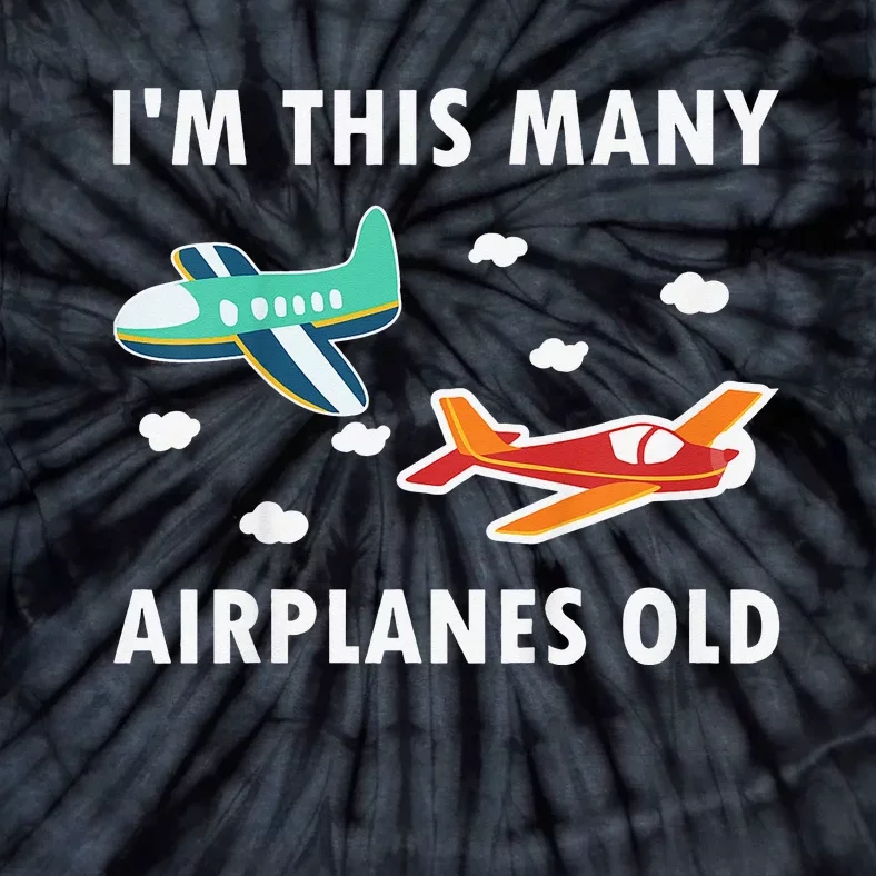 2 Years Old Airplanes Old 2nd Birthday Tie-Dye T-Shirt