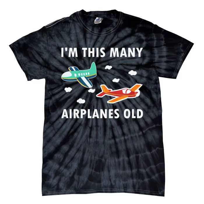 2 Years Old Airplanes Old 2nd Birthday Tie-Dye T-Shirt