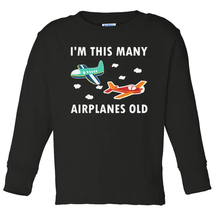 2 Years Old Airplanes Old 2nd Birthday Toddler Long Sleeve Shirt