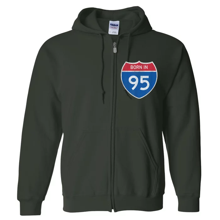 28 Year Old: Car Road Sign 1995 28th Birthday Full Zip Hoodie