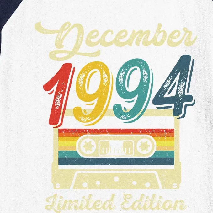 28 Years Old Gift Retro December 1994 Cassette 28th Birthday Baseball Sleeve Shirt