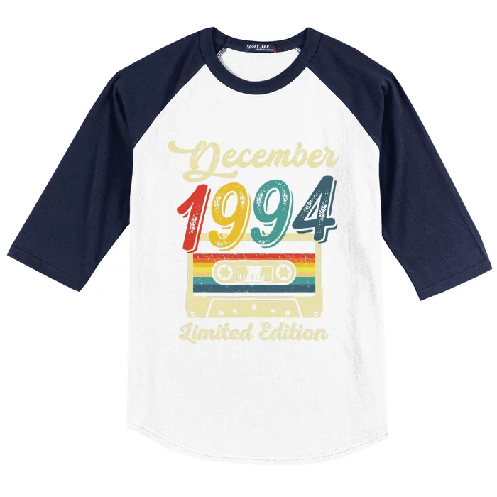 28 Years Old Gift Retro December 1994 Cassette 28th Birthday Baseball Sleeve Shirt