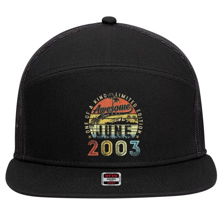 20 Year Old Awesome Since June 2003 20th Birthday 7 Panel Mesh Trucker Snapback Hat