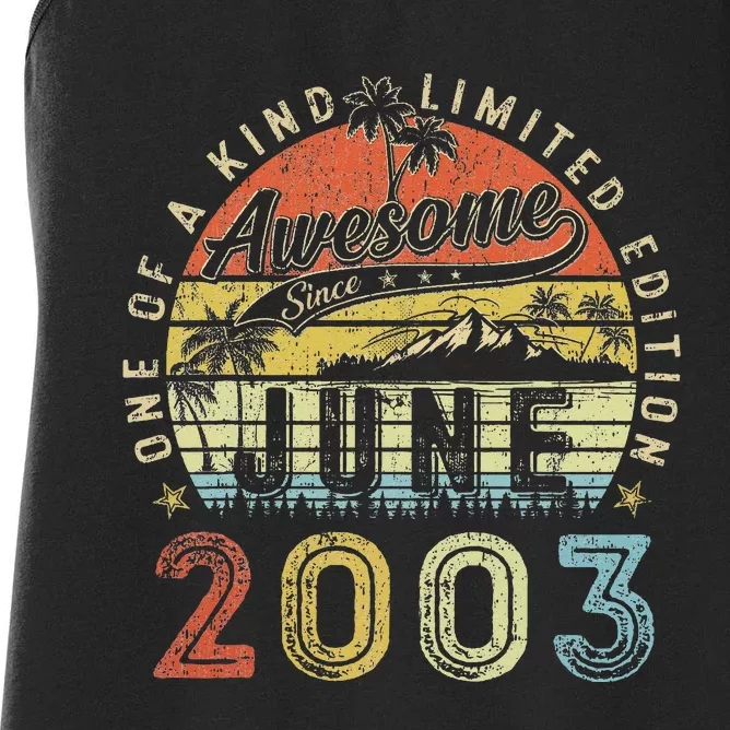 20 Year Old Awesome Since June 2003 20th Birthday Women's Racerback Tank