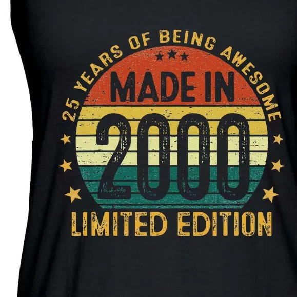 25 Year Old Gifts Made In 2000 Limited Edition 25th Birthday Ladies Essential Flowy Tank