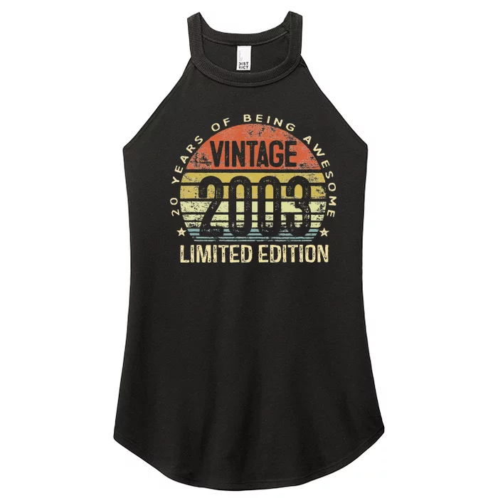 20 Year Old 20th Birthday Gifts Vintage 2003 Male Bday Women’s Perfect Tri Rocker Tank