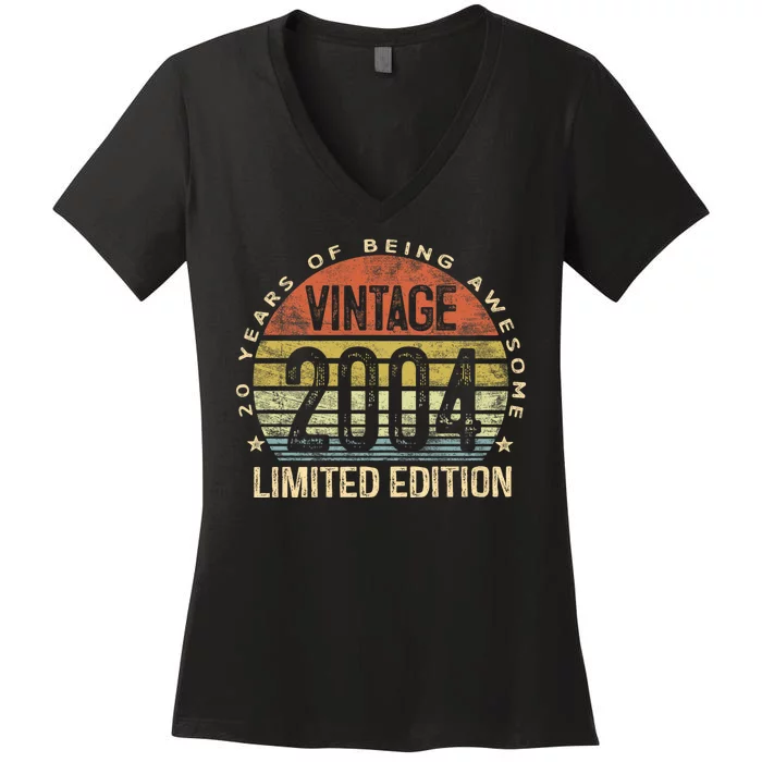 20 Year Old Gifts Vintage 2004 Limited Edition 20th Birthday Women's V-Neck T-Shirt