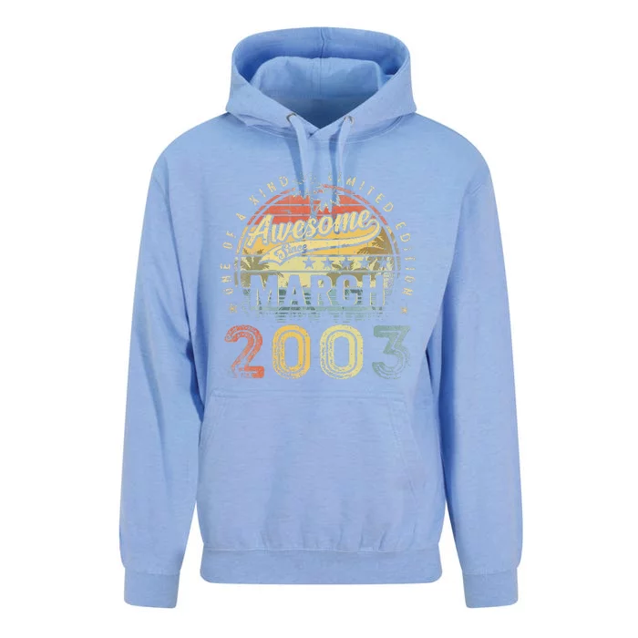 20 Year Old Awesome Since March 2003 20th Birthday Unisex Surf Hoodie