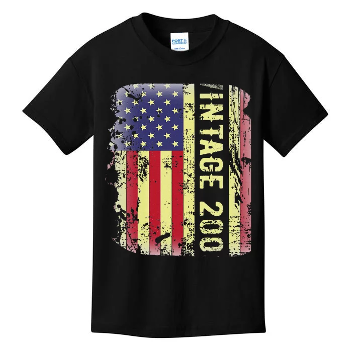 20 Year Old Gifts Vintage 2003 American Flag 20th Birthday Kids T-Shirt