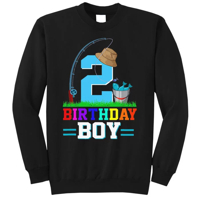 2 Year Old Fishing 2nd Birthday Bday Party Decorations Gift Tall Sweatshirt