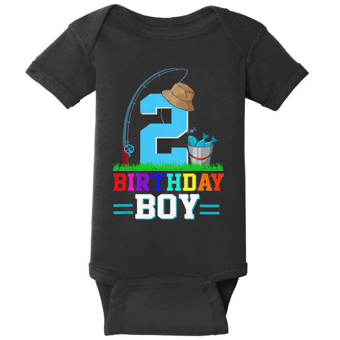 2 Year Old Fishing 2nd Birthday Bday Party Decorations Gift Baby Bodysuit