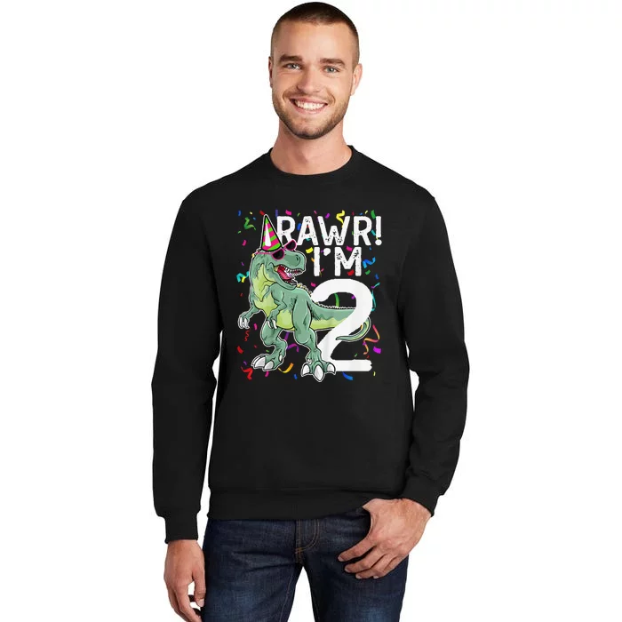 2 Year Old Birthday Gift T Rex Dinosaur 2nd Anniversary Sweatshirt