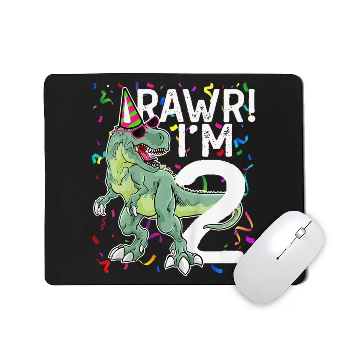 2 Year Old Birthday Gift T Rex Dinosaur 2nd Anniversary Mousepad