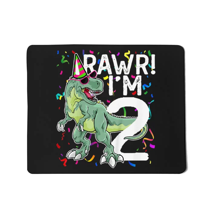 2 Year Old Birthday Gift T Rex Dinosaur 2nd Anniversary Mousepad