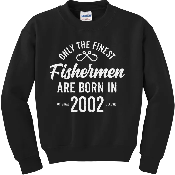 21 Year Old Fisherman Fishing 2002 21st Birthday Gift Kids Sweatshirt