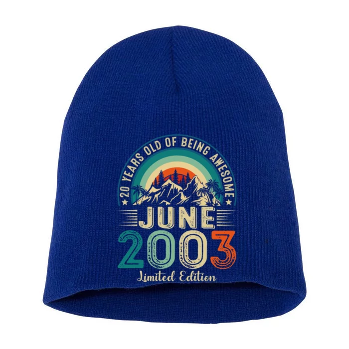 20 Years Old Funny Gift 20th Birthday Awesome Since June 2003 Gift Short Acrylic Beanie