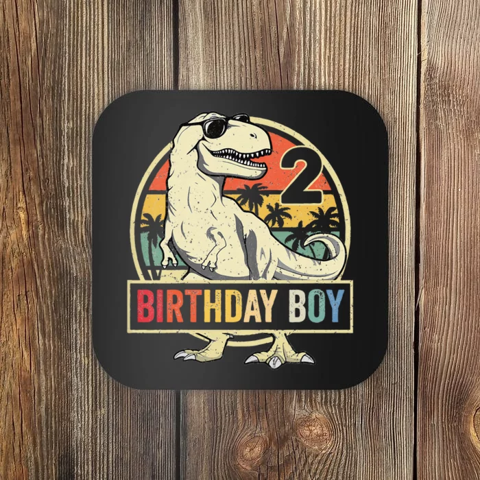 2 Year Old  2nd Birthday  T Rex Dinosaur Coaster