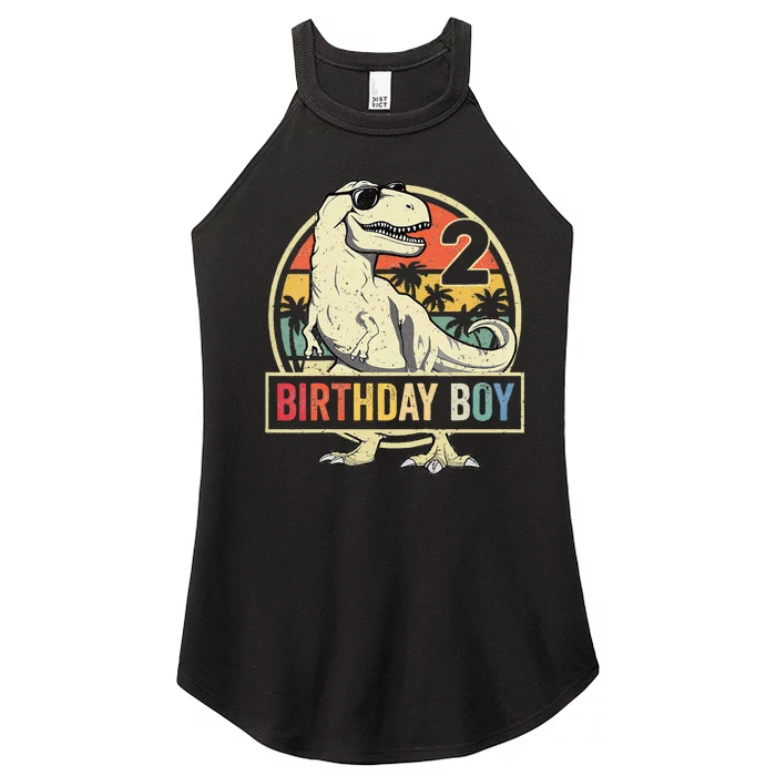 2 Year Old  2nd Birthday  T Rex Dinosaur Women’s Perfect Tri Rocker Tank