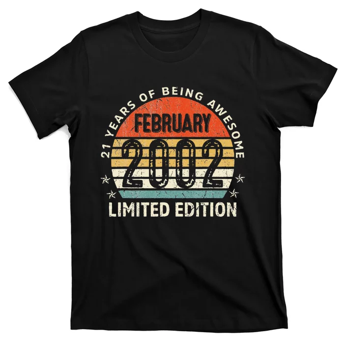 21 Year Old Gift Vintage February 2002 21st Birthday Gift T-Shirt