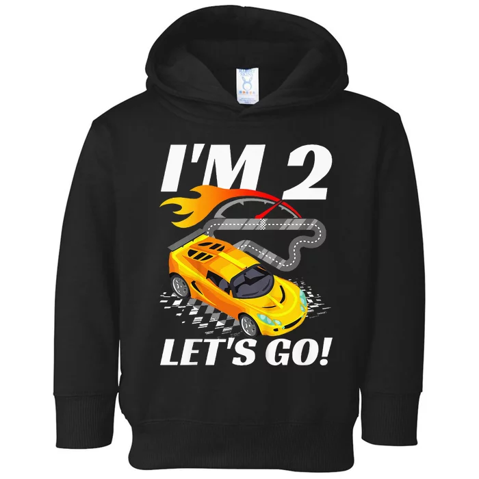 2 Year Old 2nd Racing Racecar Birthday Party Toddler Hoodie