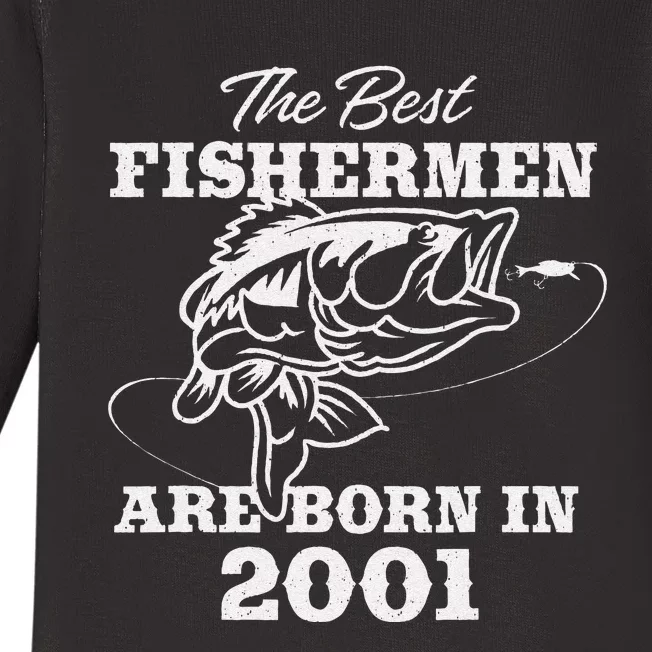 22 Year Old Fisherman Fishing 2001 22nd Birthday Gift Baby Long Sleeve Bodysuit