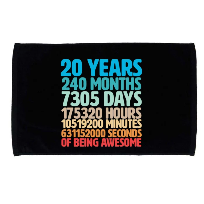 20 Years Of Being Awesome 20th Birthday Time Breakdown Microfiber Hand Towel