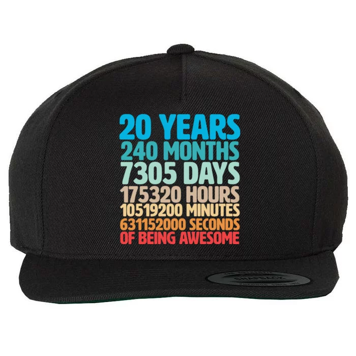 20 Years Of Being Awesome 20th Birthday Time Breakdown Wool Snapback Cap