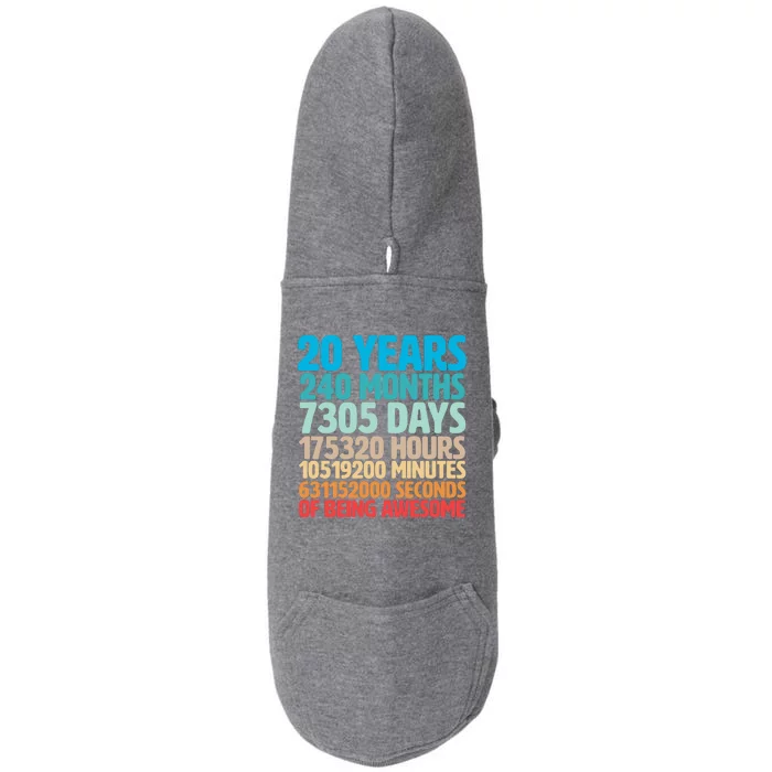 20 Years Of Being Awesome 20th Birthday Time Breakdown Doggie 3-End Fleece Hoodie