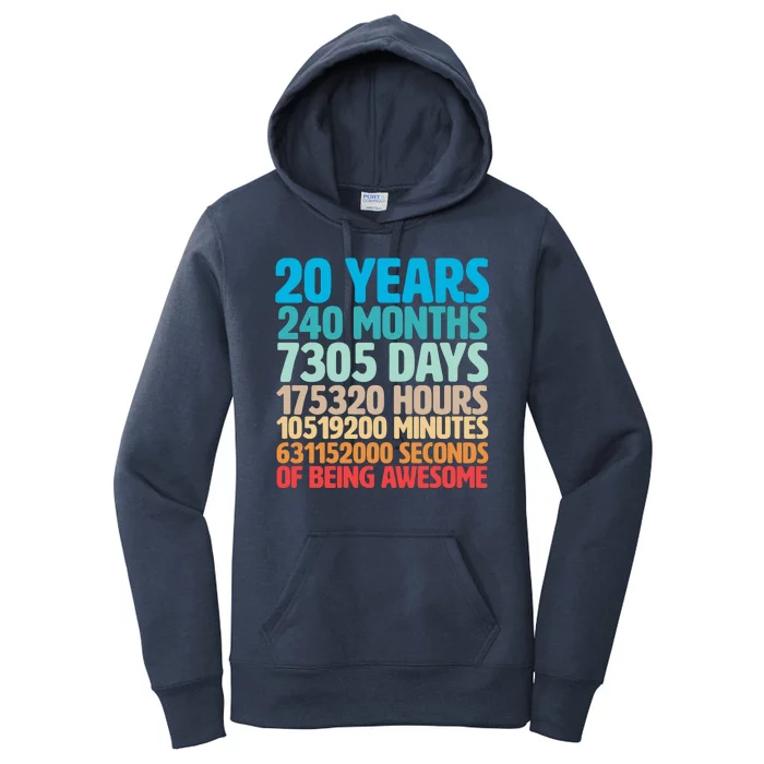 20 Years Of Being Awesome 20th Birthday Time Breakdown Women's Pullover Hoodie